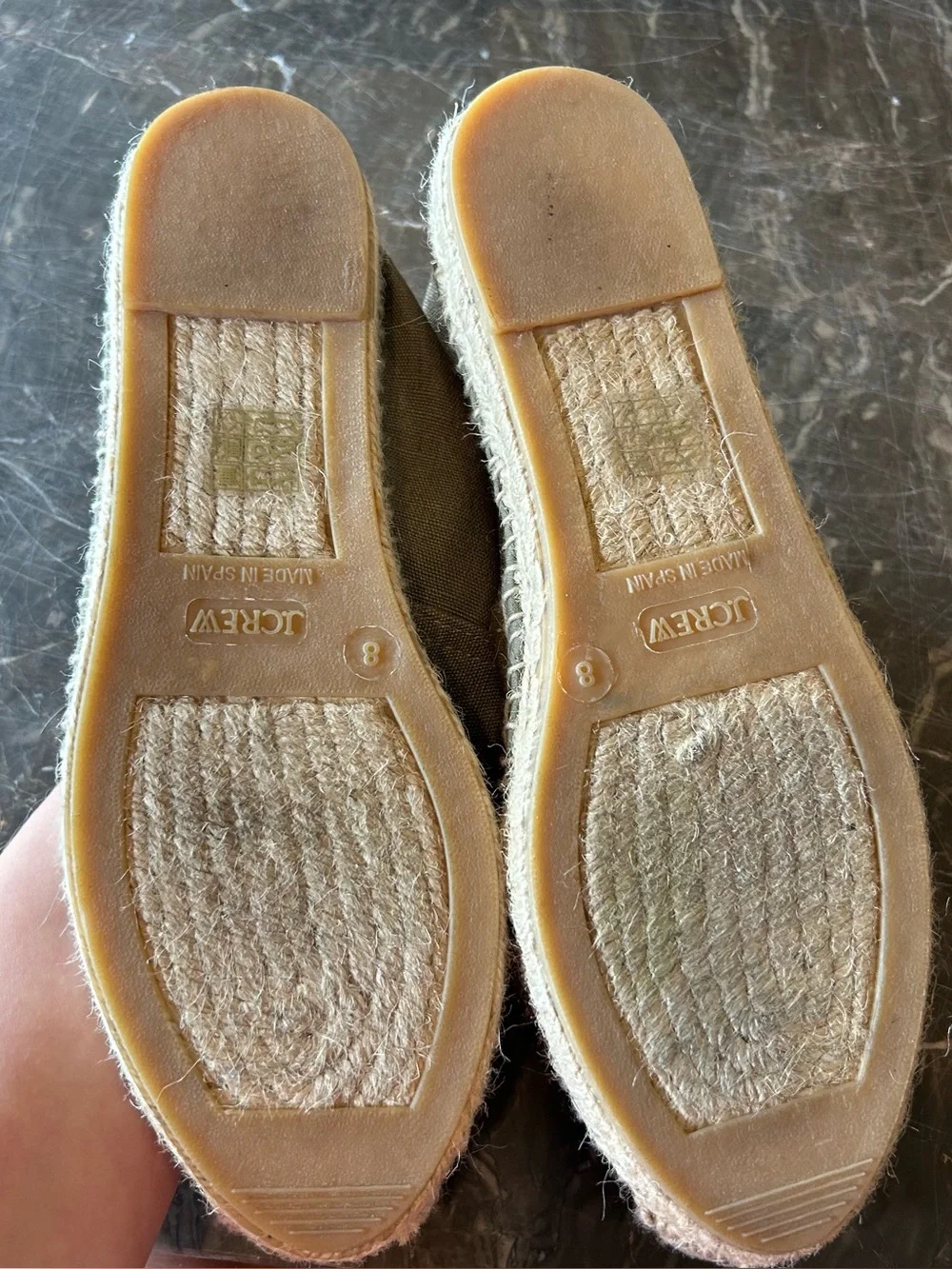 J. Crew Made-in-Spain Espadrille Flats in Linen Rich Olive Women’s Size 8
